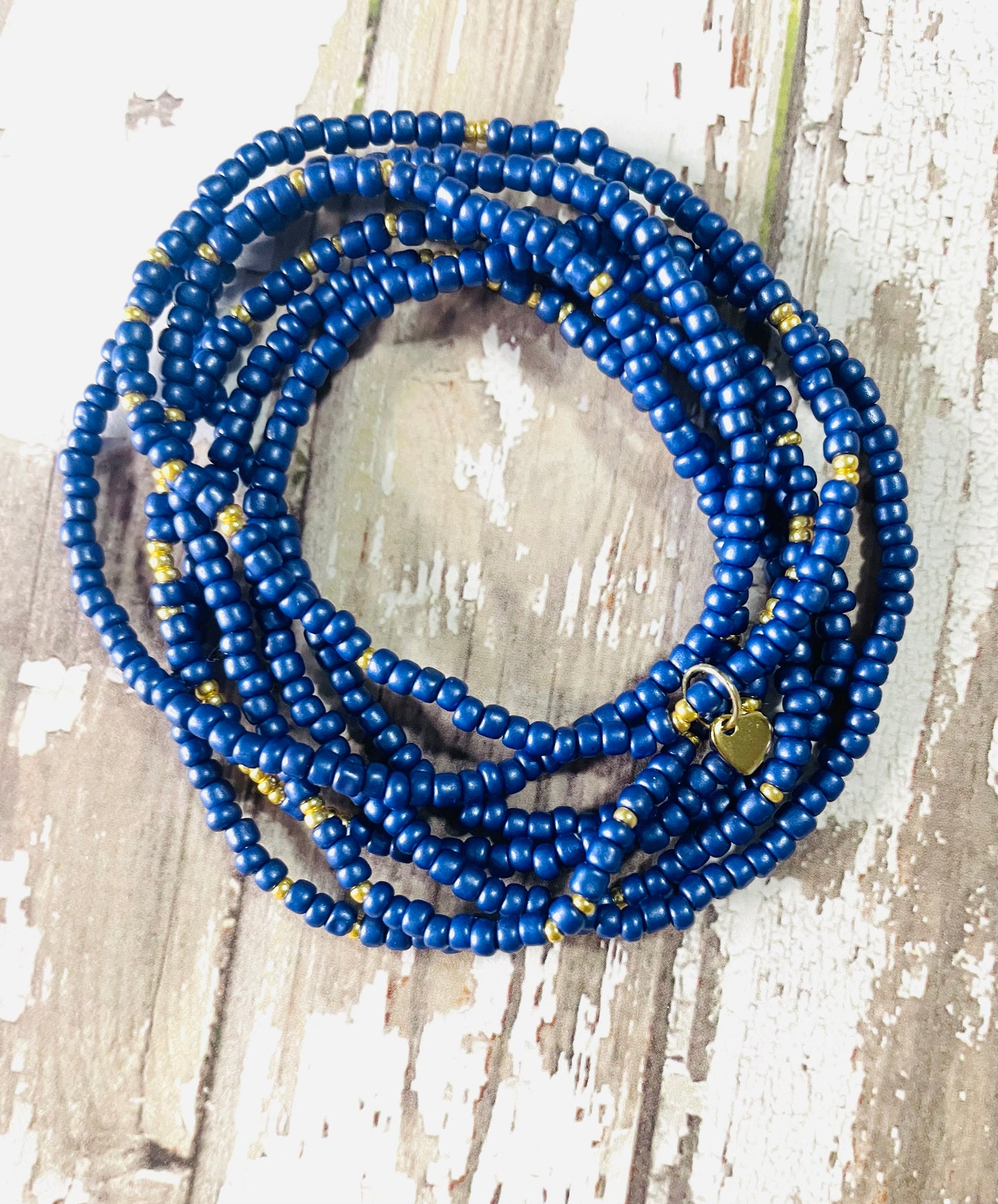 Indigo blue Beaded bracelet stack
