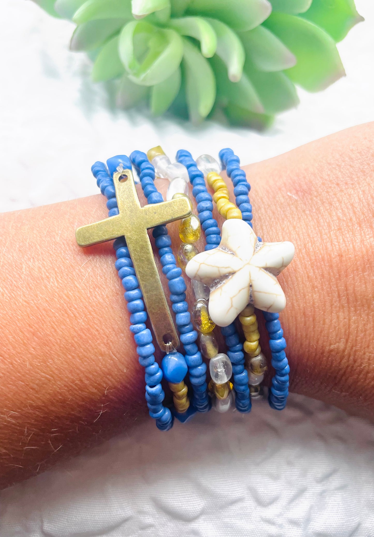 Summer beach bracelets, cross bracelet, starfish bracelet