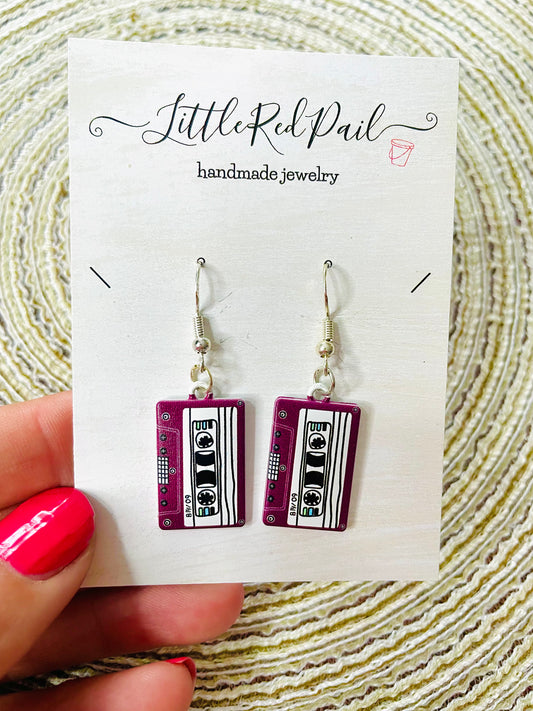 Novelty earrings, cassette tape earrings, 80s, 90s earrings