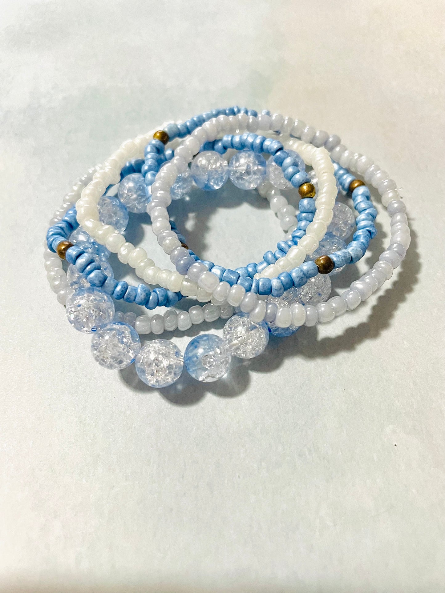 Beachy summer bracelets, blue periwinkle bracelet set, summer bracelets