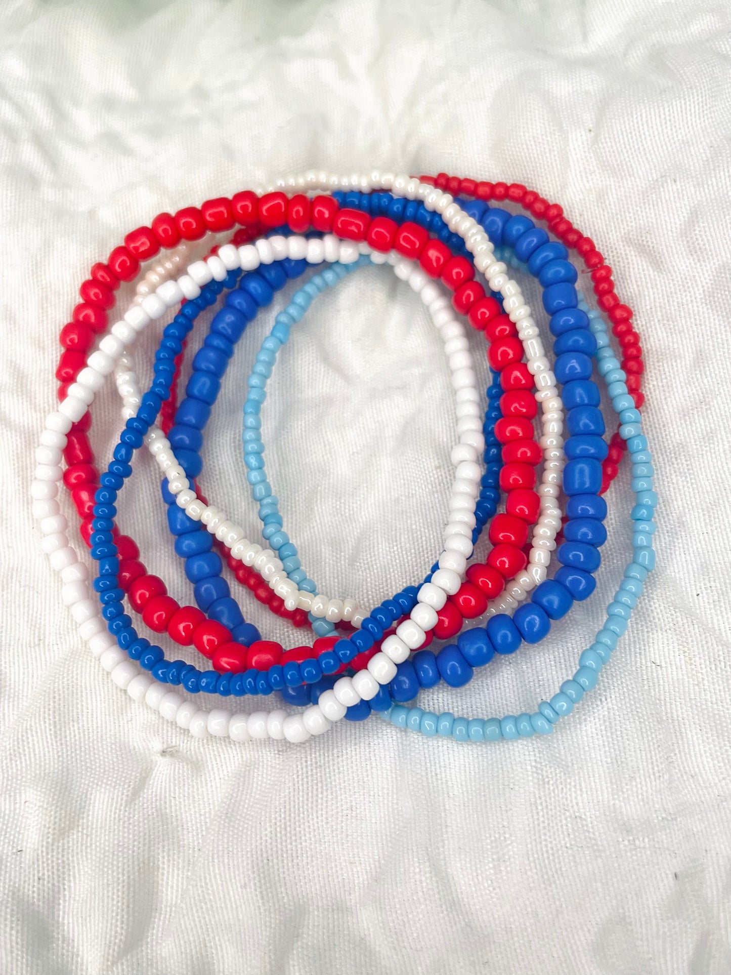 Red, White, and Blue Patriotic Beacelet Set