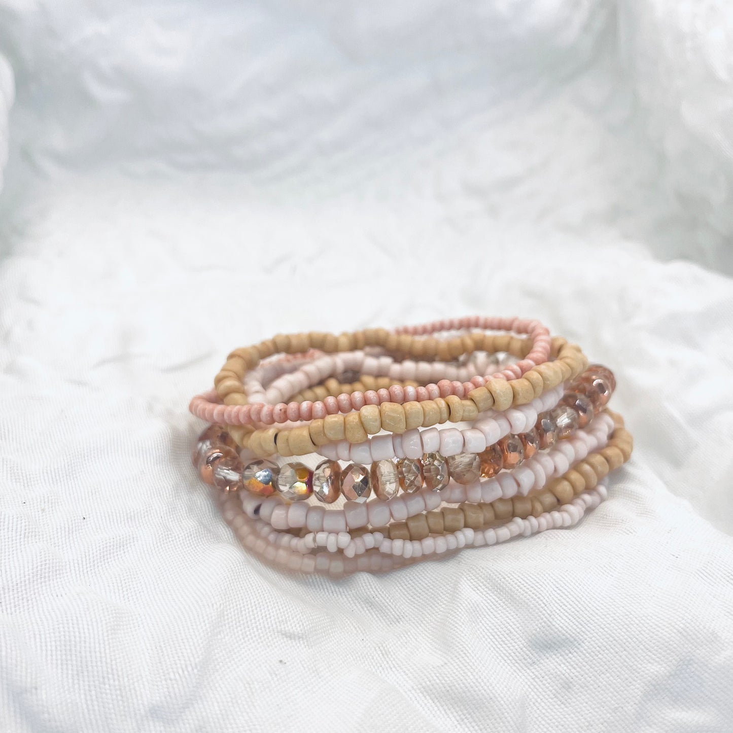 Pink bracelet set, blush pink bracelets, everyday bracelets