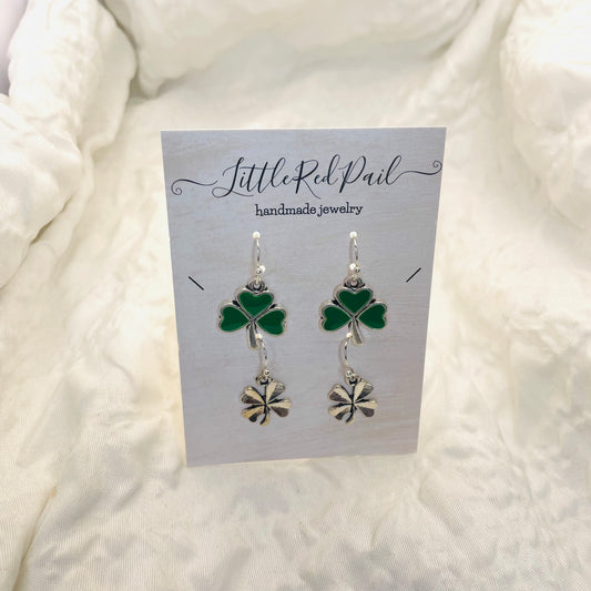 Shamrock earrings, St. Patrick’s Day earrings, 4 Lear clover earrings