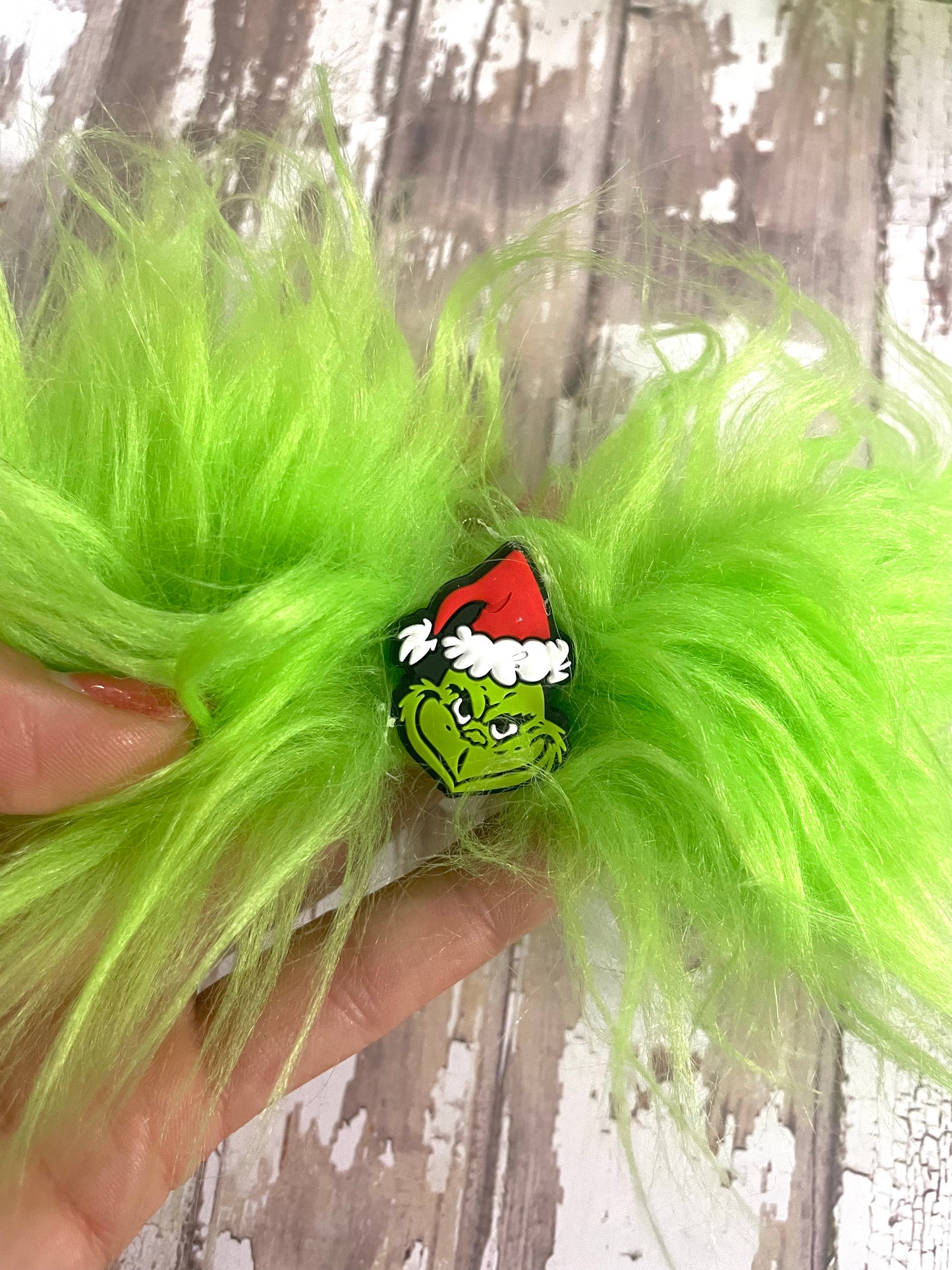 Fuzzy green Hair bow, Christmas bow