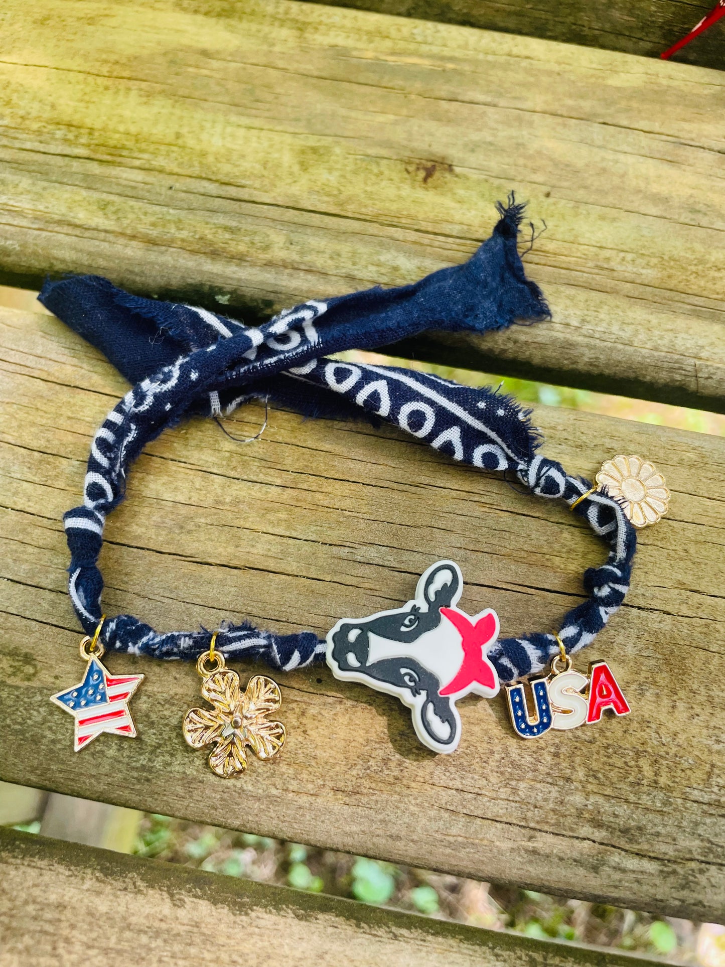 Patriotic bandana bracelets, USA bracelets, Merica