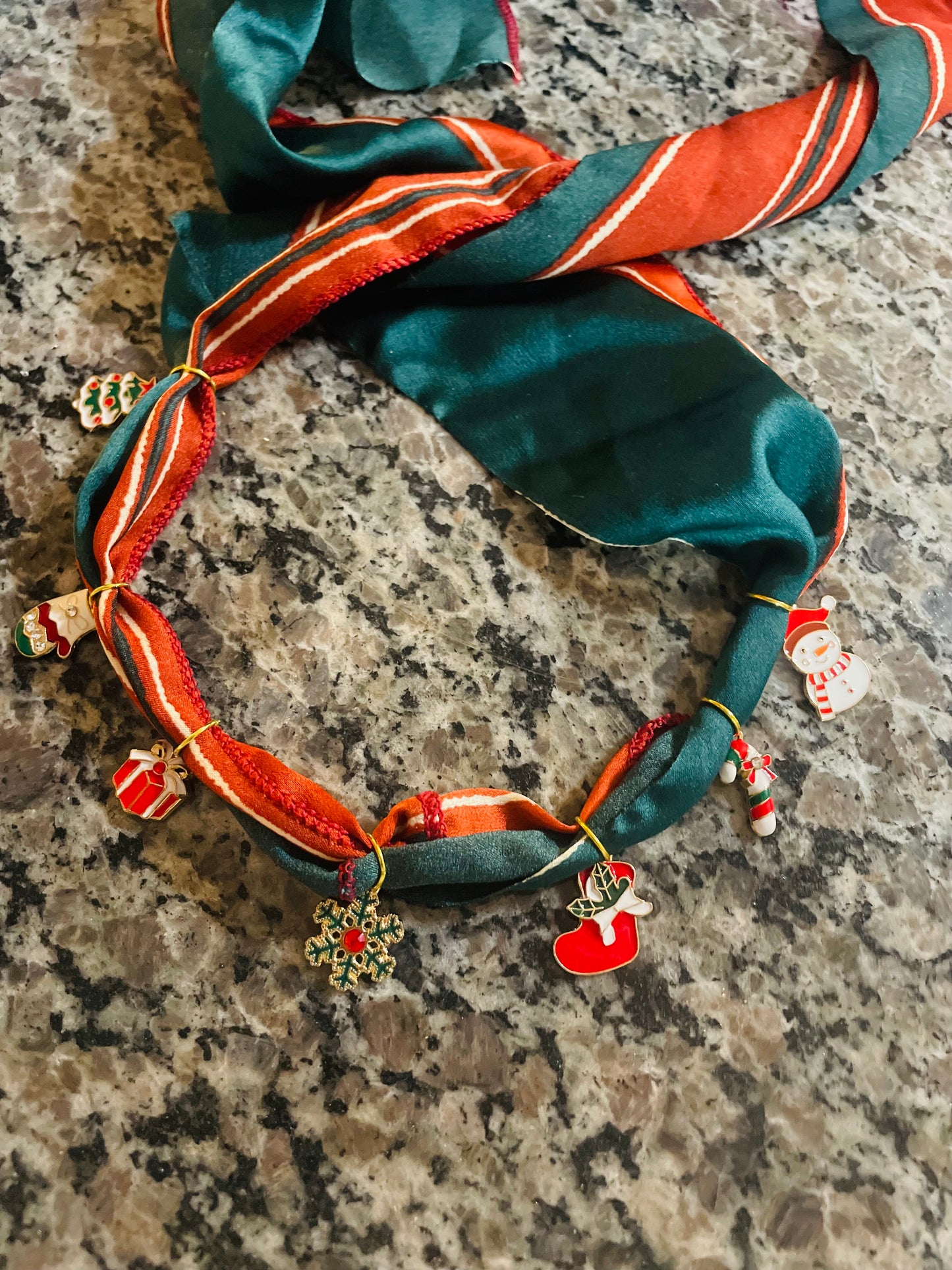 Christmas scarf charm necklace