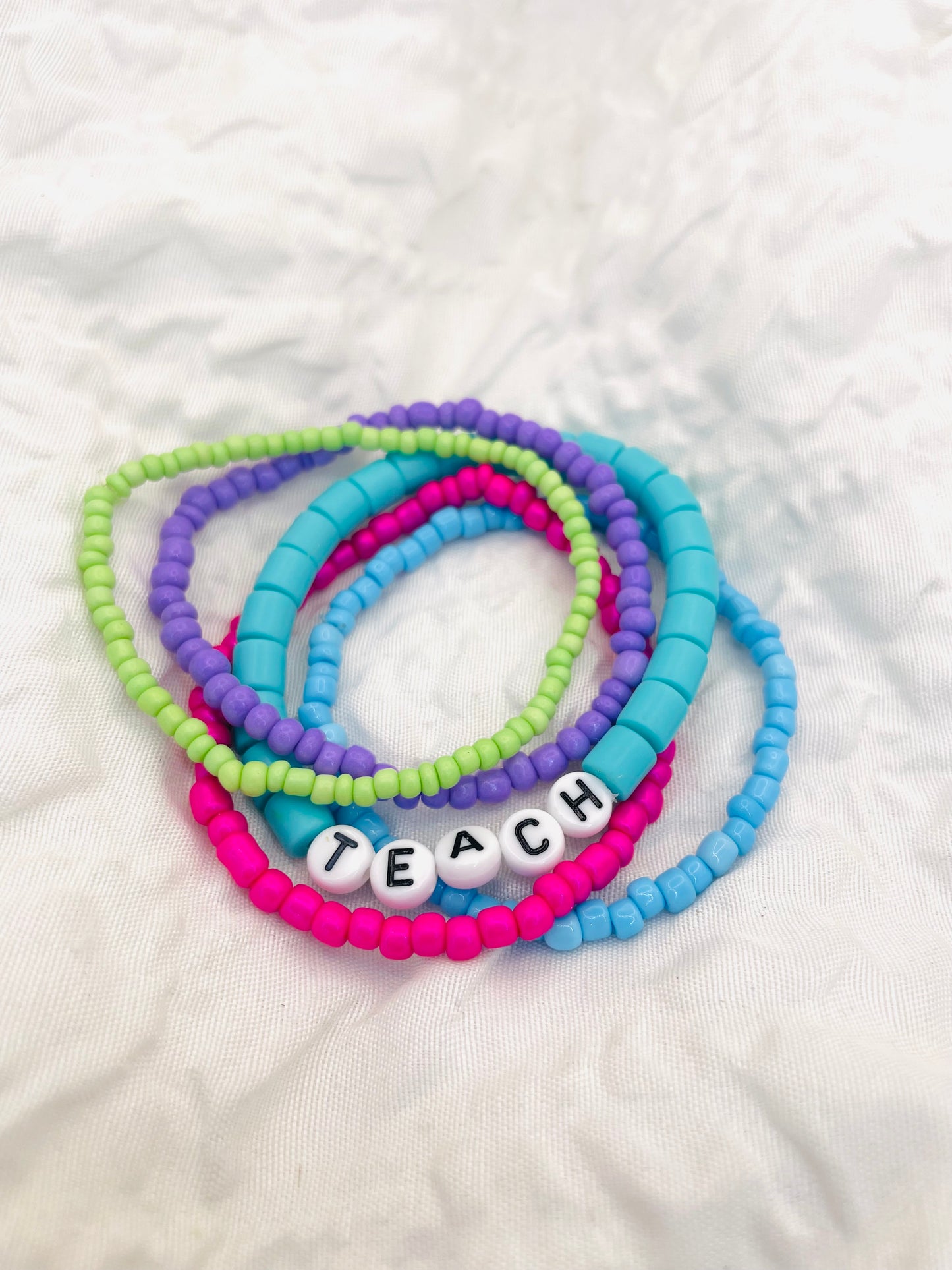 Teacher bracelet, colorful Stacked bracelet set