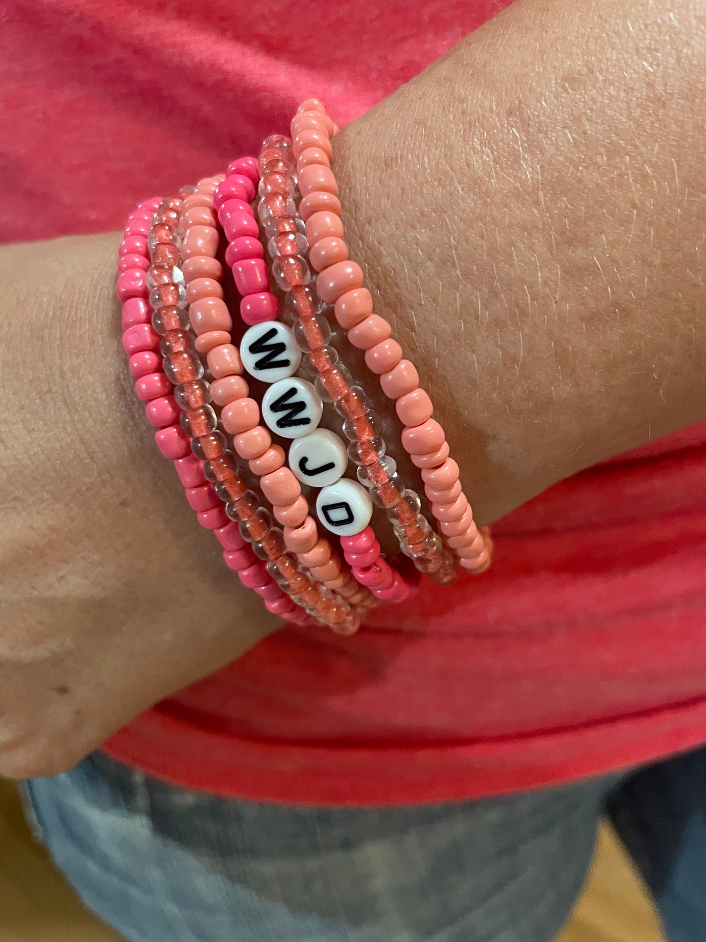 WWJD bracelet stack, 90s bracelet