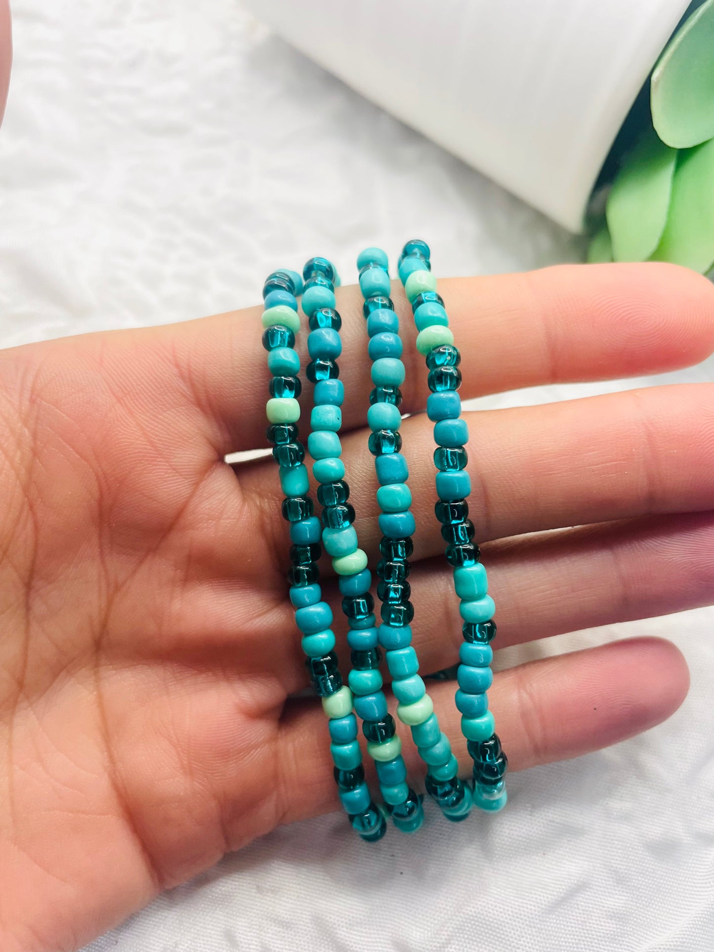 Turquoise blue green colored bracelet stack