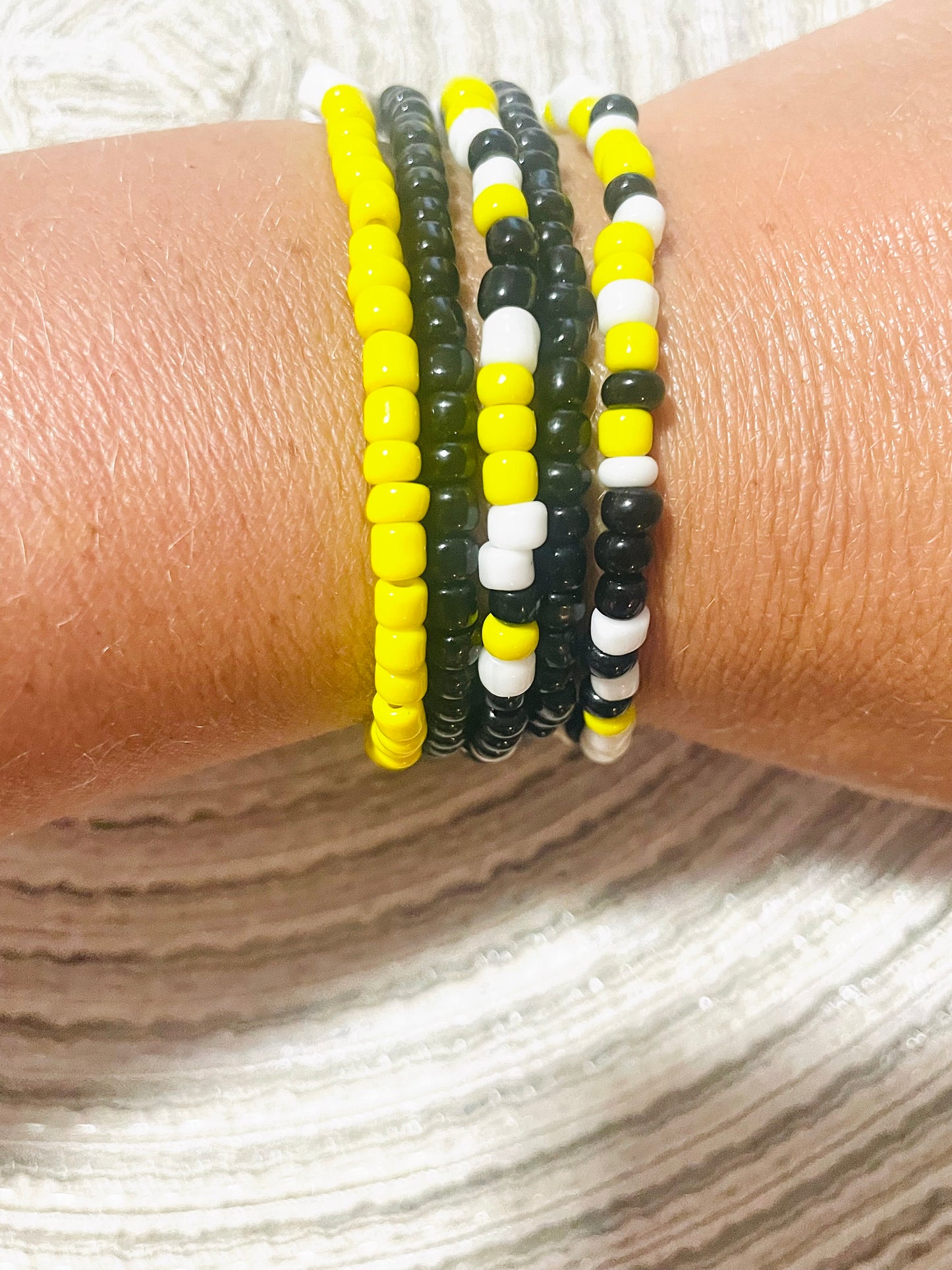 Game Day Bracelet Set- Yellow and Black- Customizable