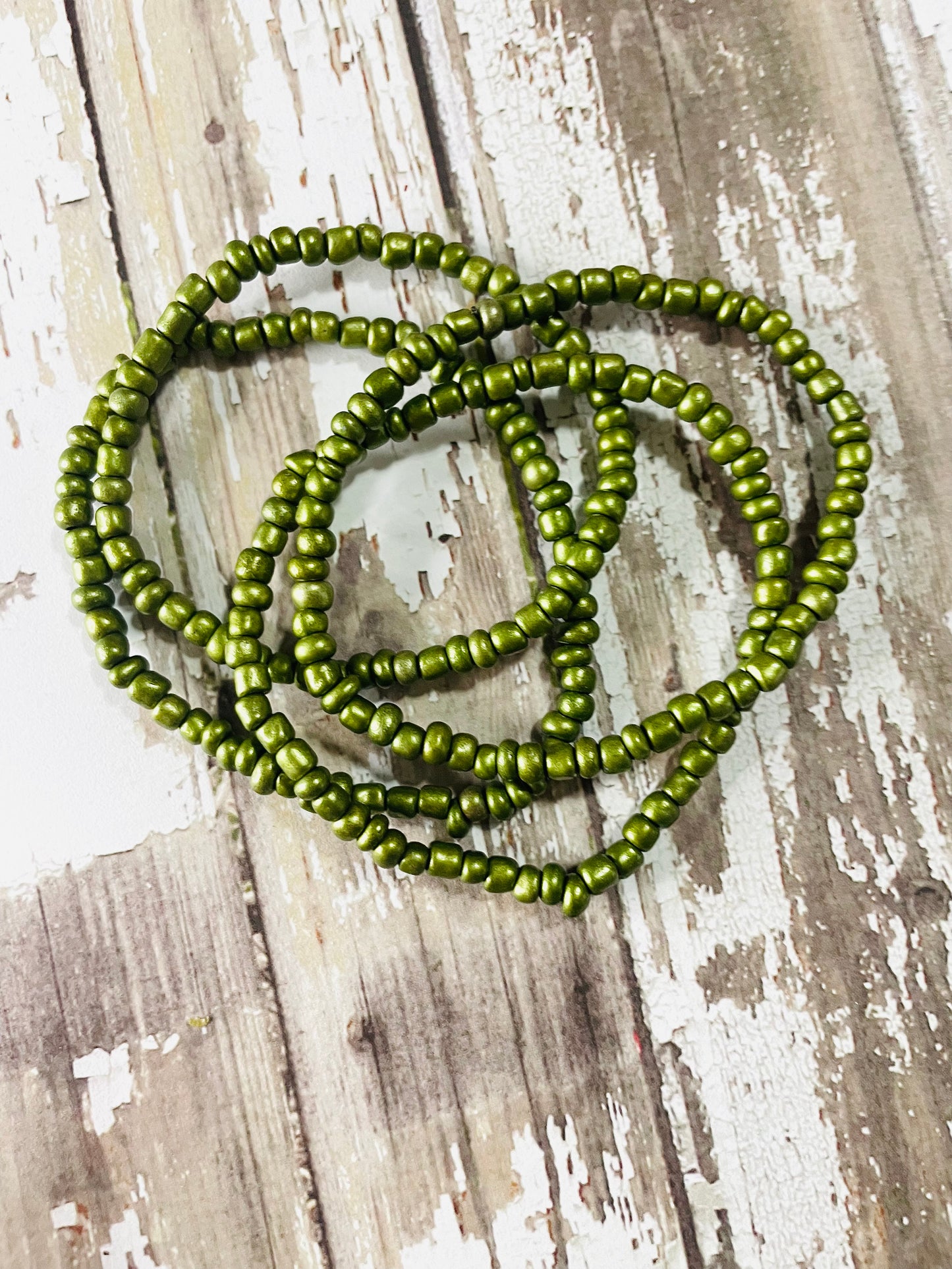 Fall olive green shade bracelet stack