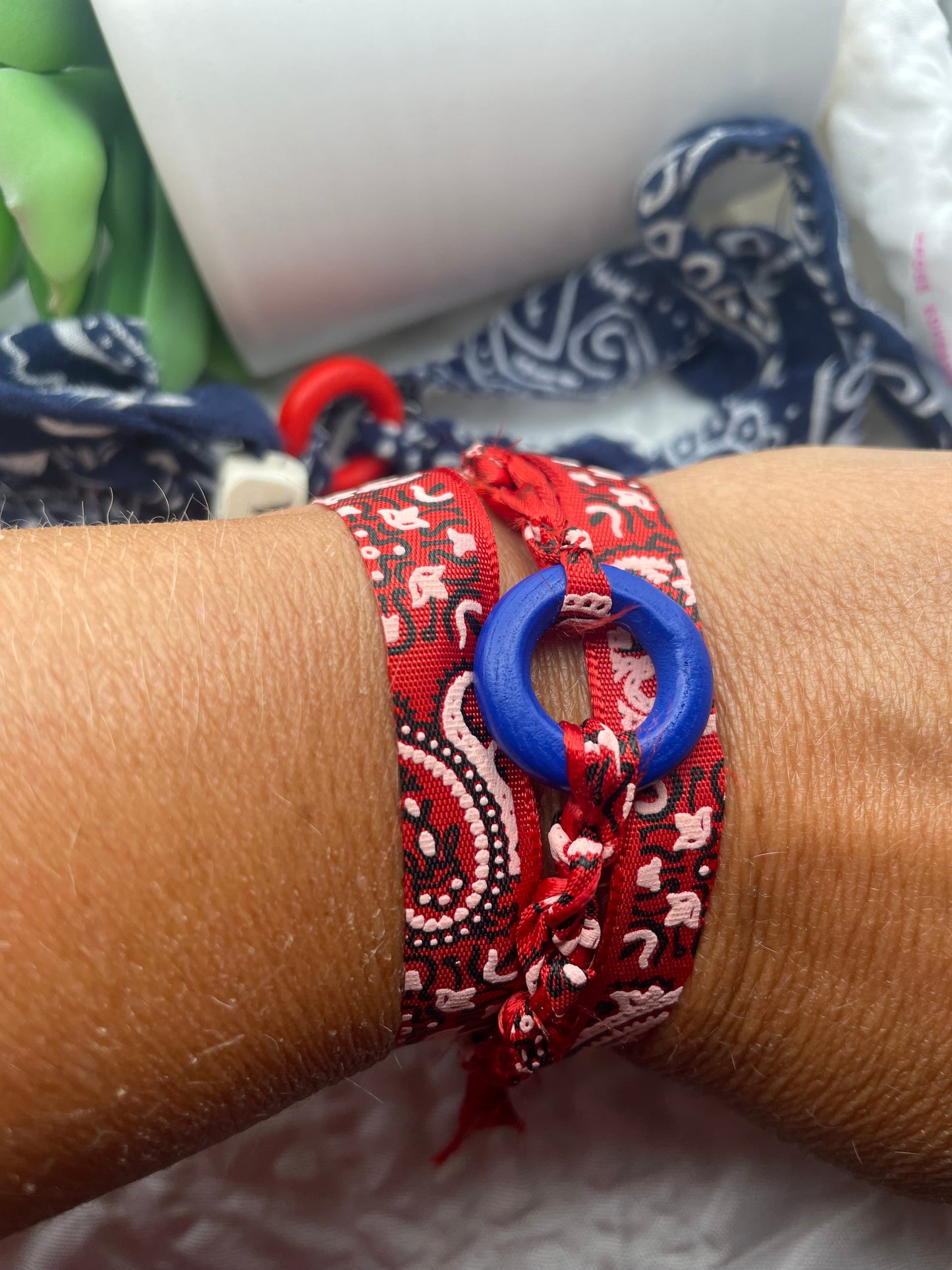 Patriotic bandana bracelets, USA bracelets, Merica