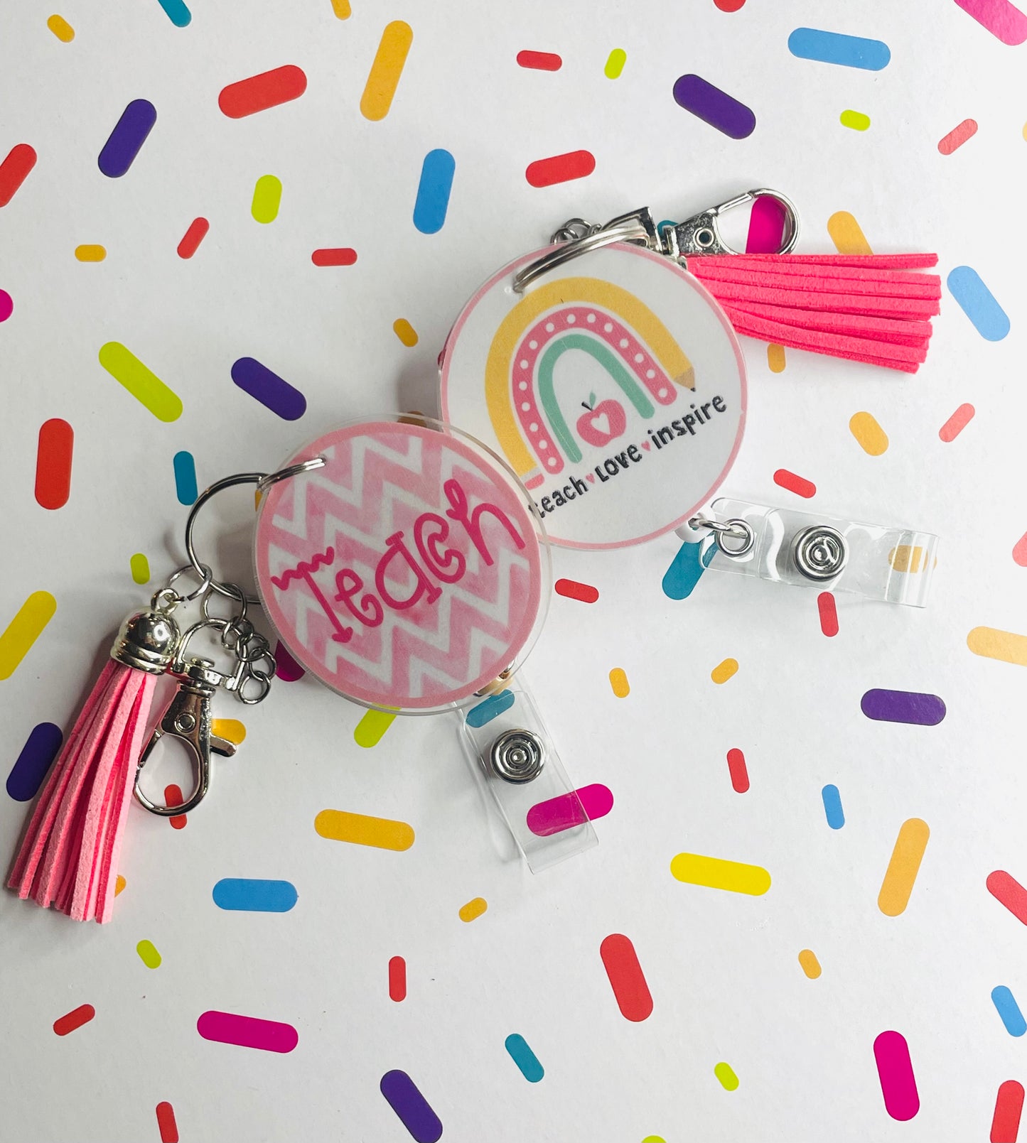 Teacher badge holder, retractable badge id holder, lanyard attachment