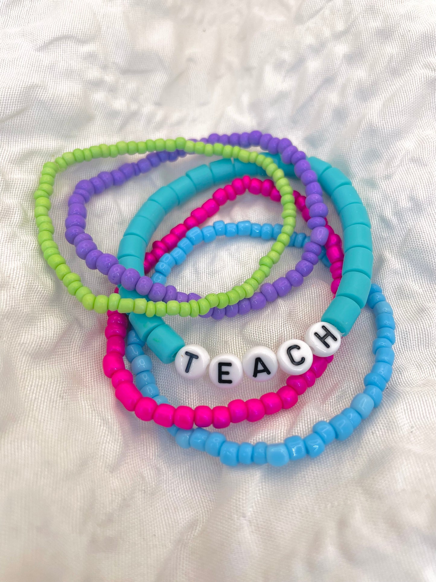 Teacher bracelet, colorful Stacked bracelet set