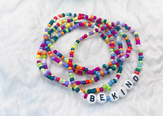 Be kind confetti bracelet, rainbow multi colored bracelets