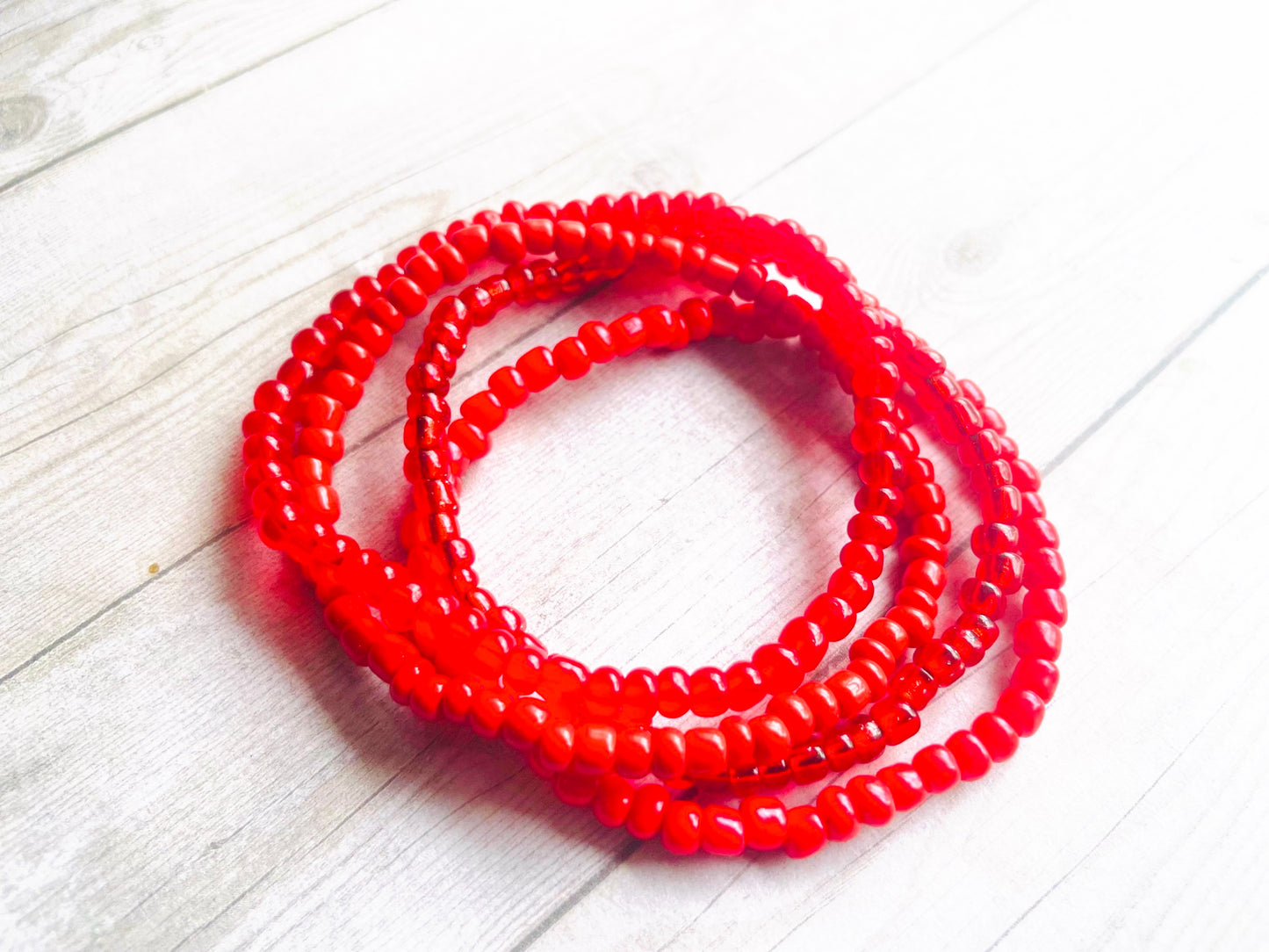 Red bracelets color stack bracelets