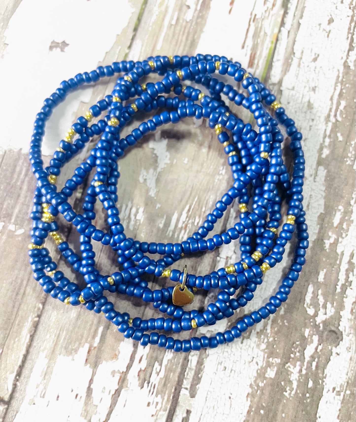Indigo blue Beaded bracelet stack