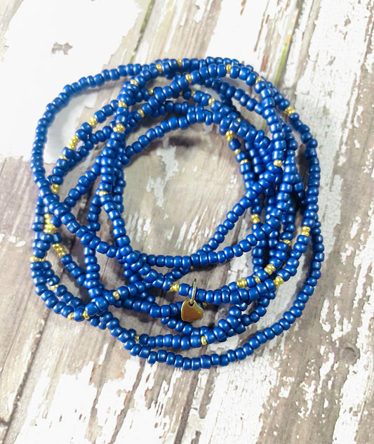 Indigo blue Beaded bracelet stack