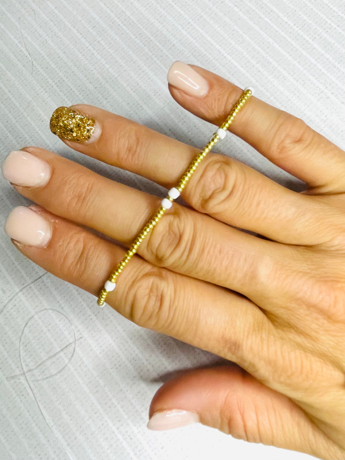 Gold and white bracelet, minimalist bracelet