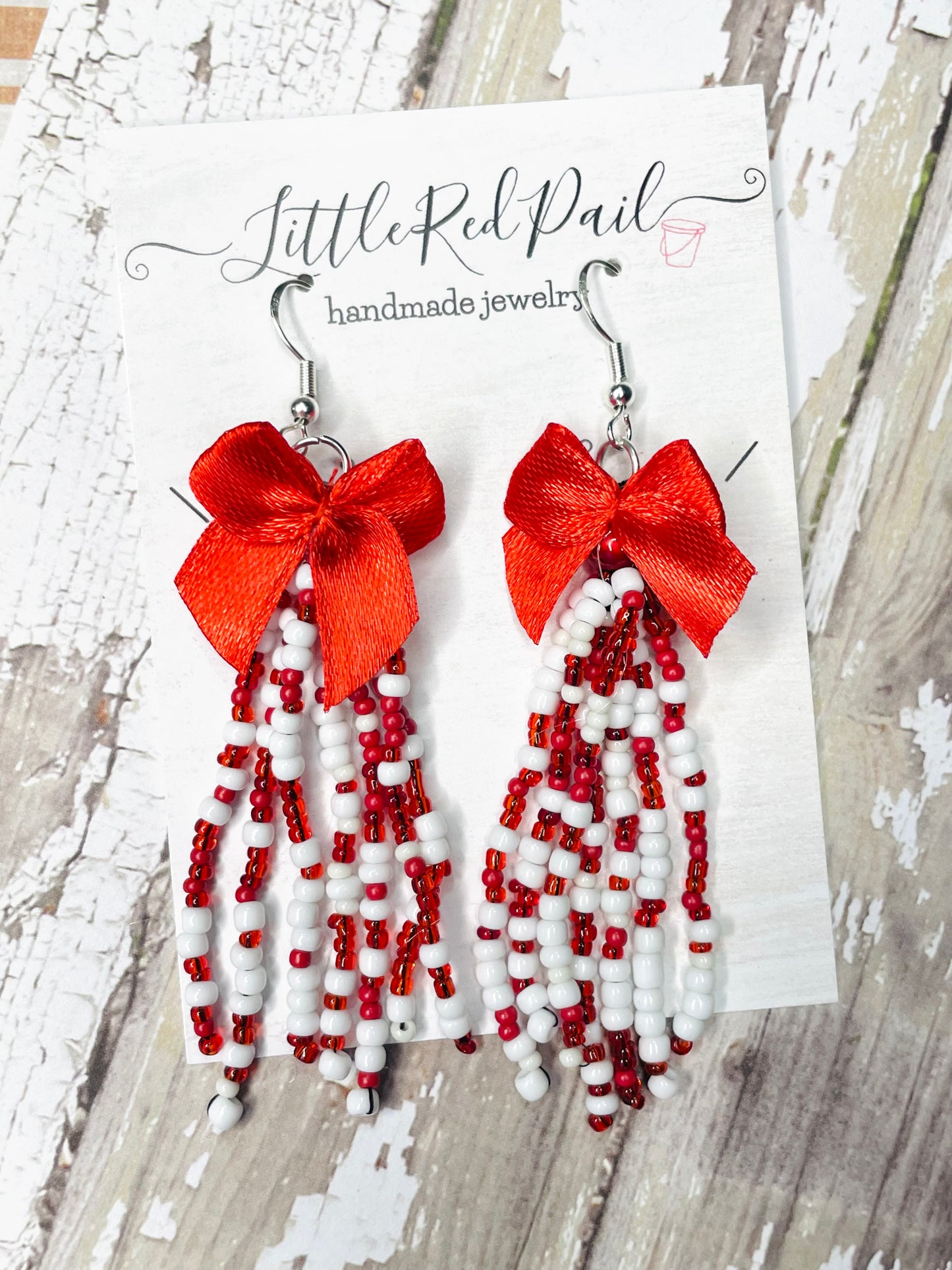 Beaded team earrings, Ole Miss earrings, custom team earrings