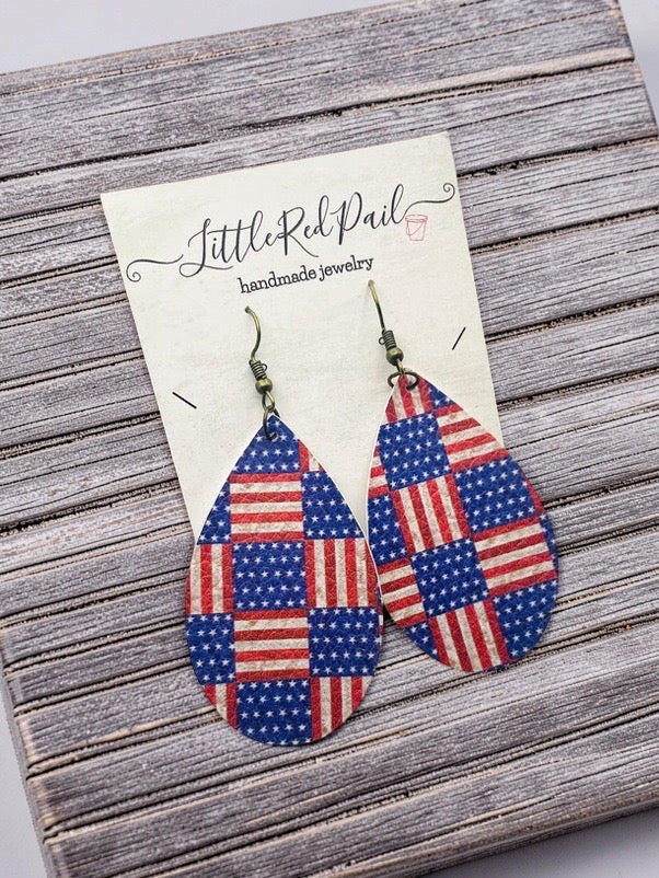 American flag earrings, 4th of July Patriotic earrings,