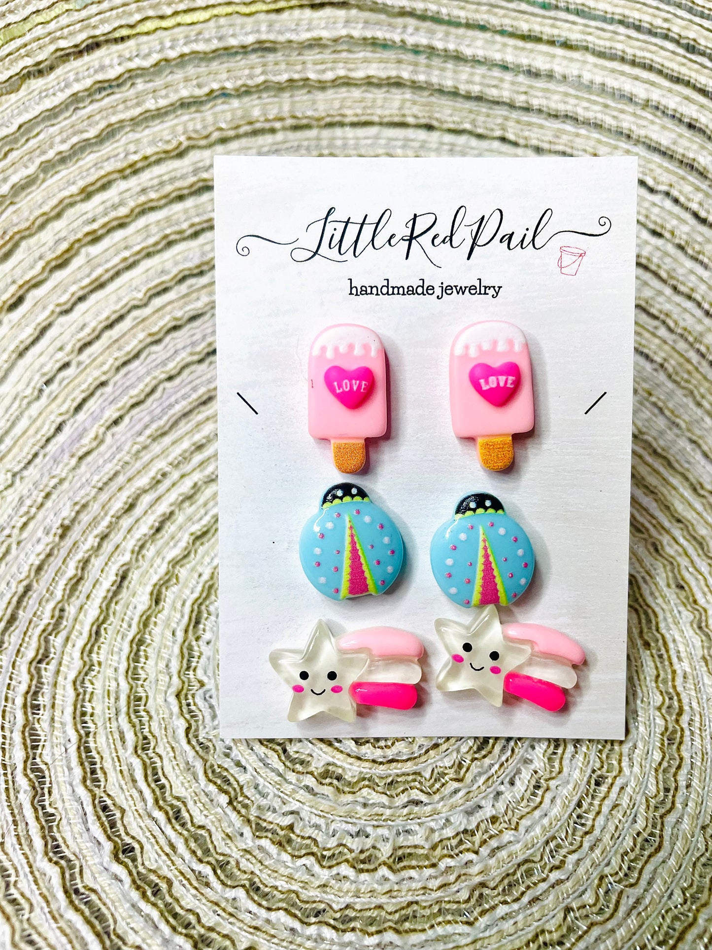 Fun summer stud earrings, hypoallergenic earrings for girls and women