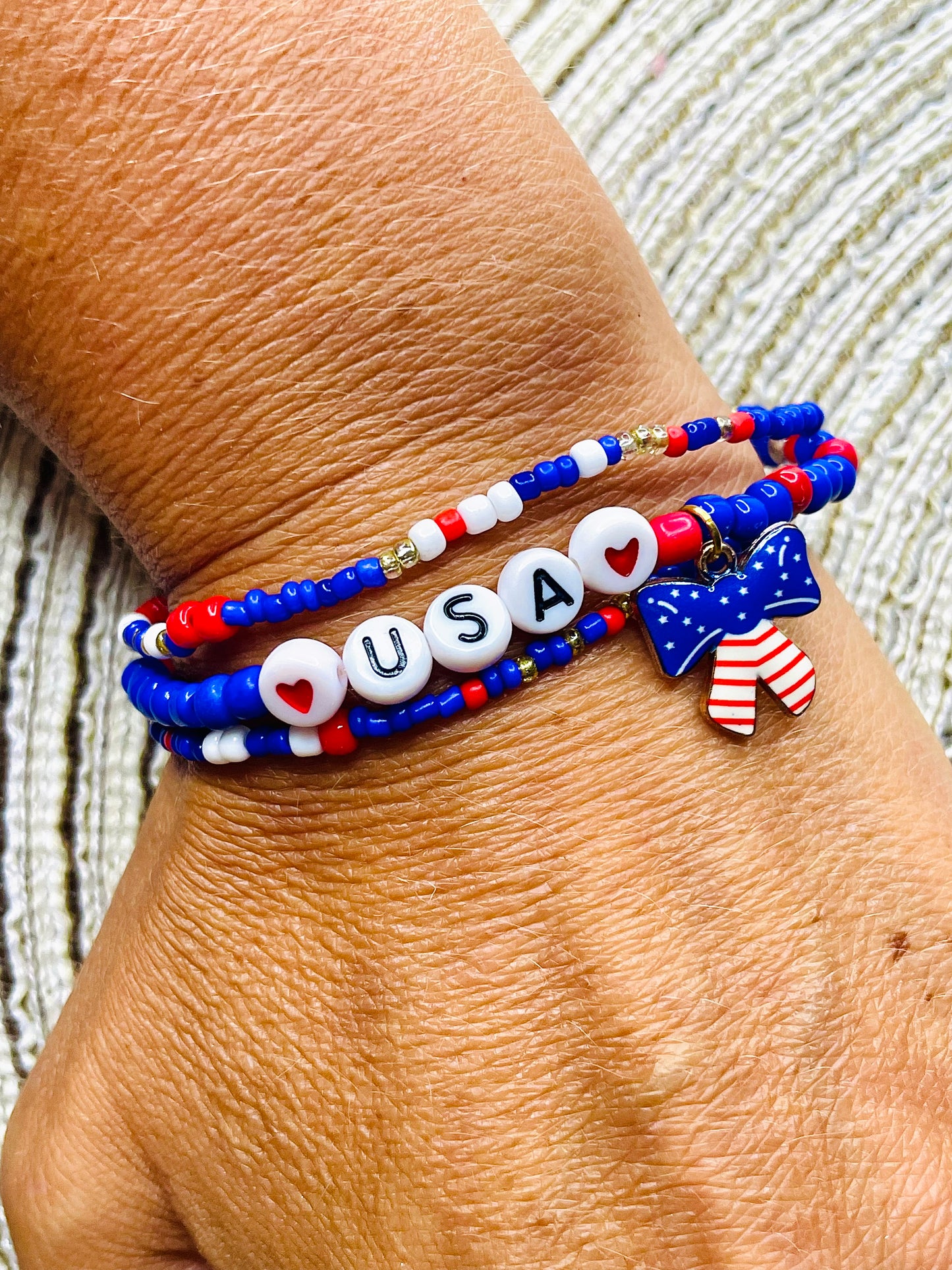 USA bracelets Red White and Blue dainty Bracelets Patriotic Bracelets