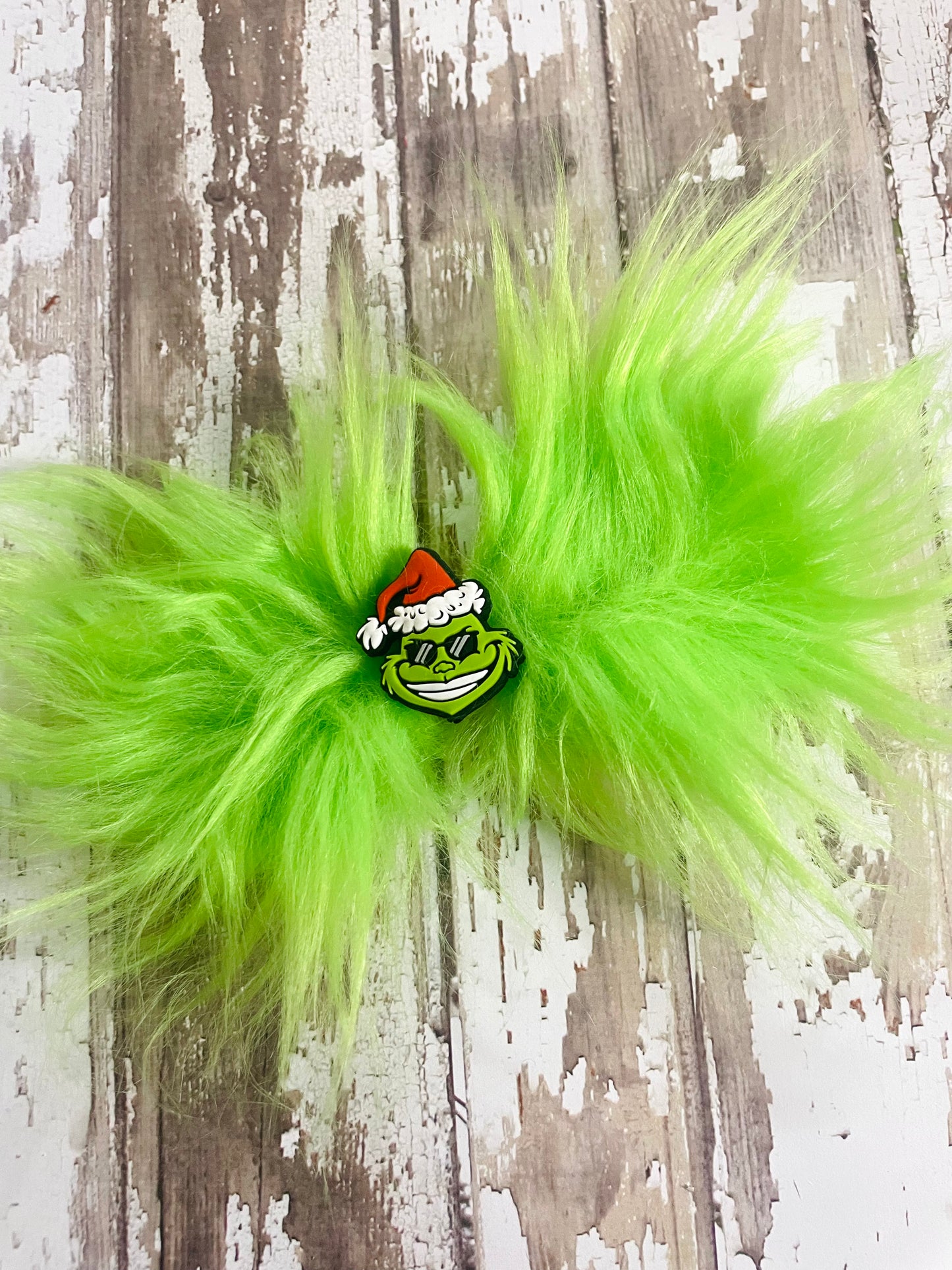 Fuzzy green Hair bow, Christmas bow