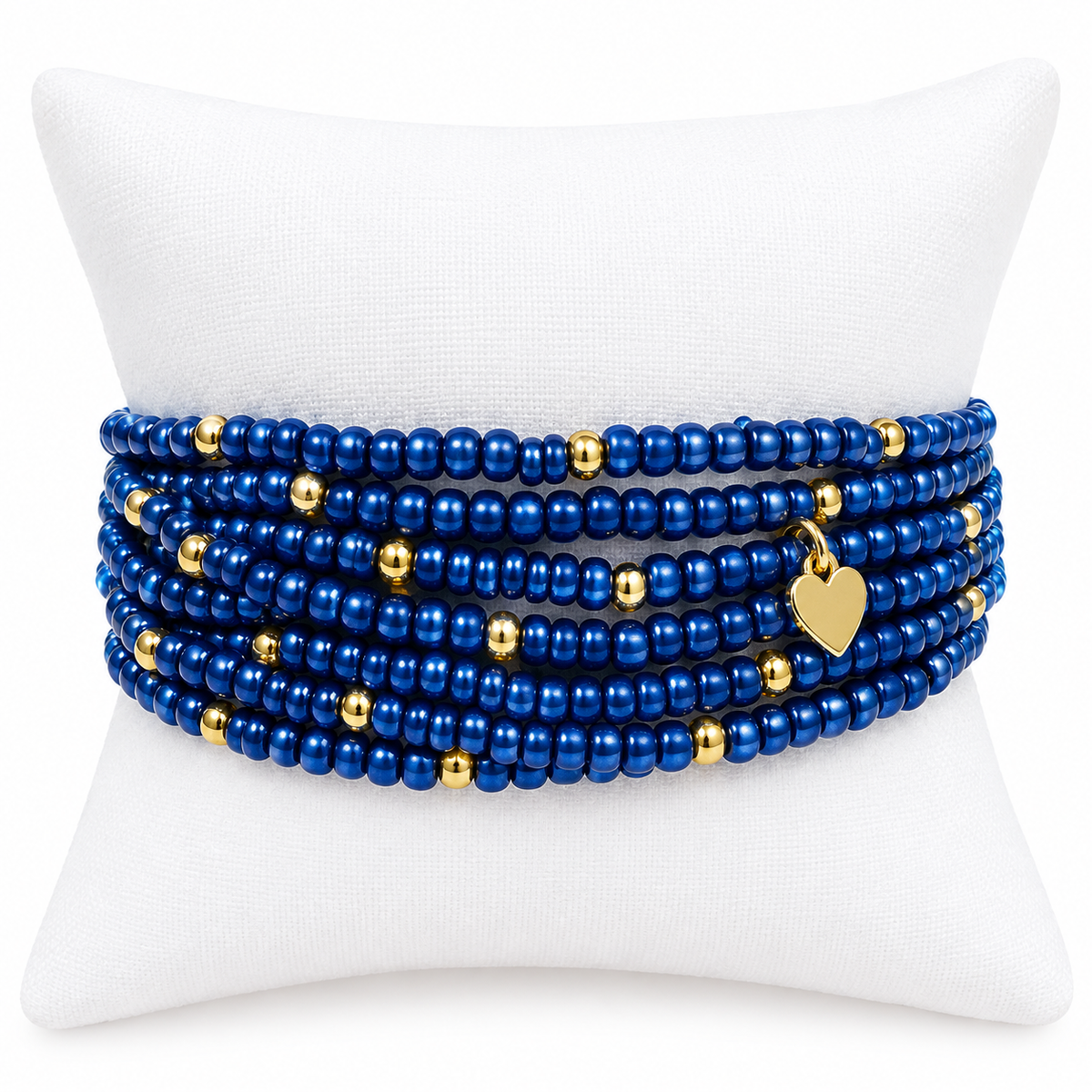 Indigo blue Beaded bracelet stack