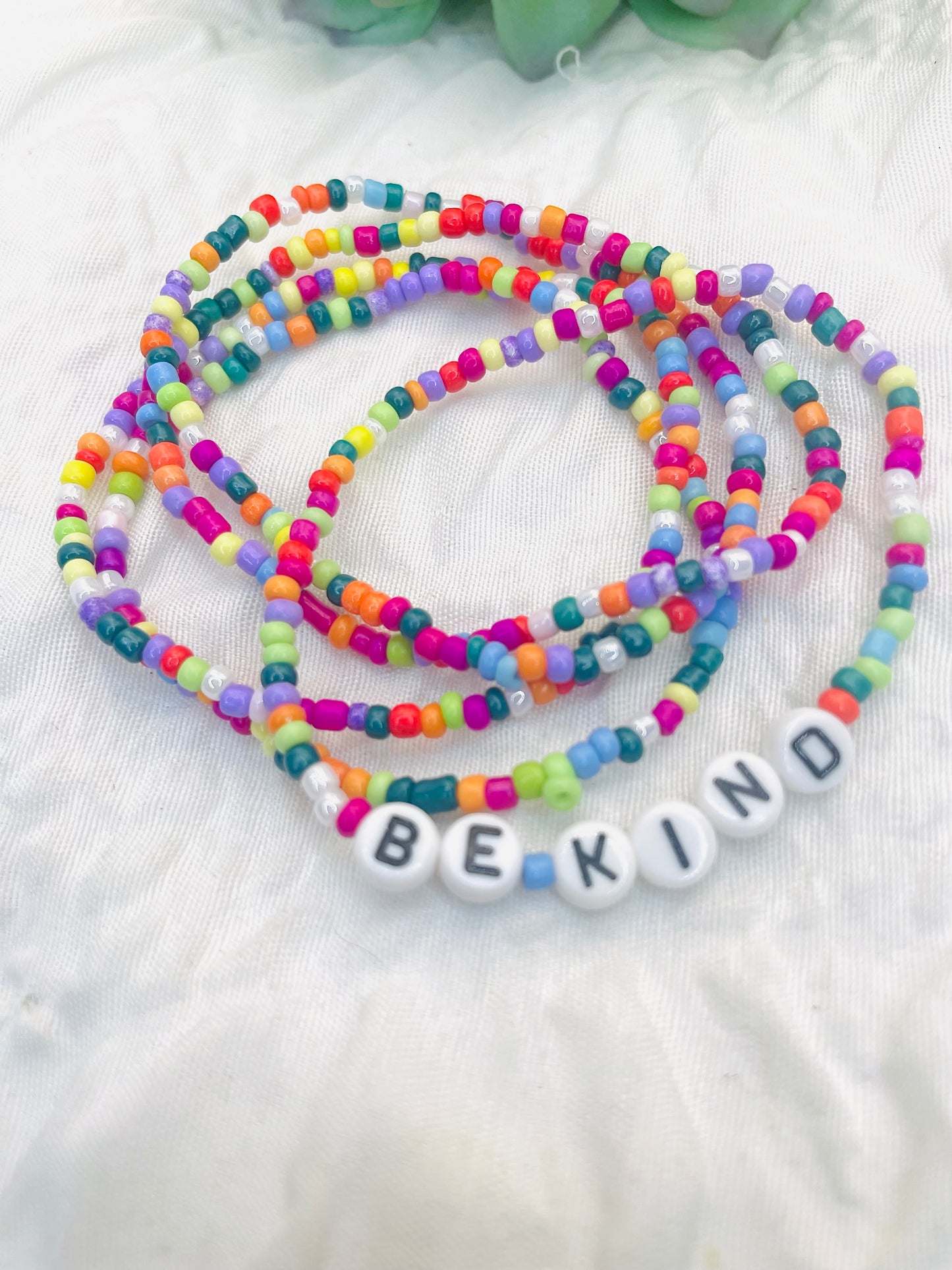 Be kind confetti bracelet, rainbow multi colored bracelets
