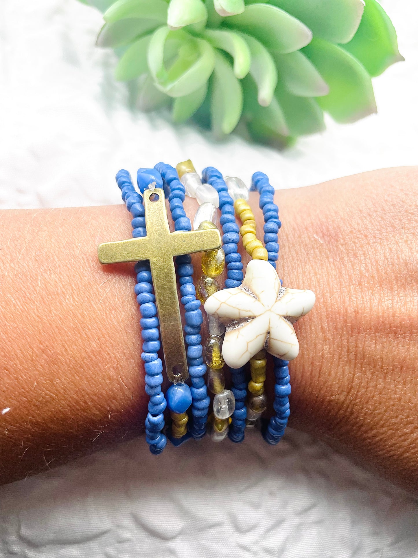 Summer beach bracelets, cross bracelet, starfish bracelet