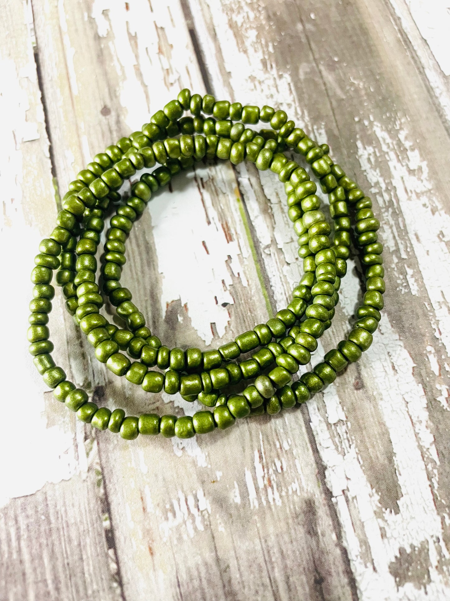 Fall olive green shade bracelet stack