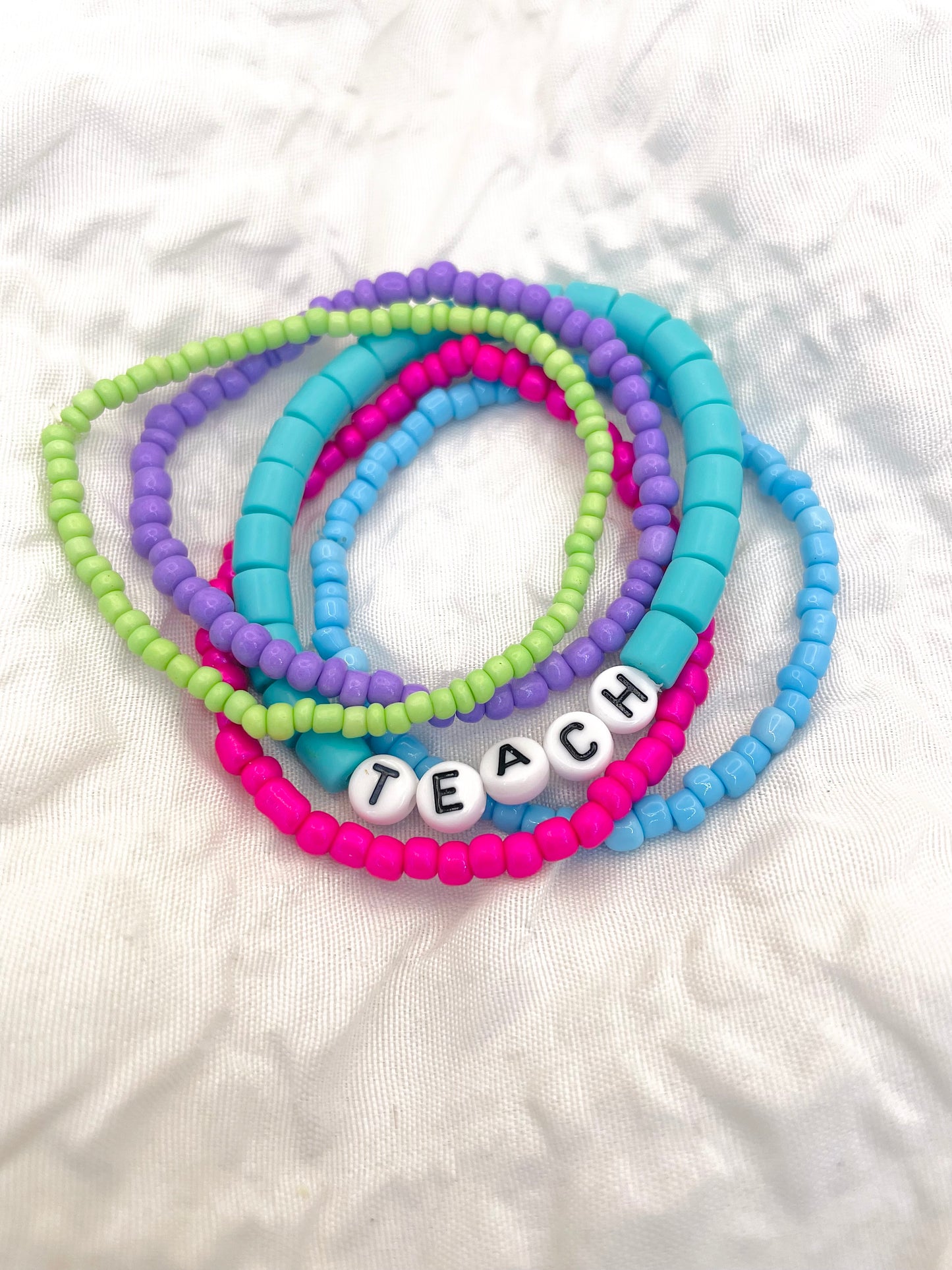 Teacher bracelet, colorful Stacked bracelet set