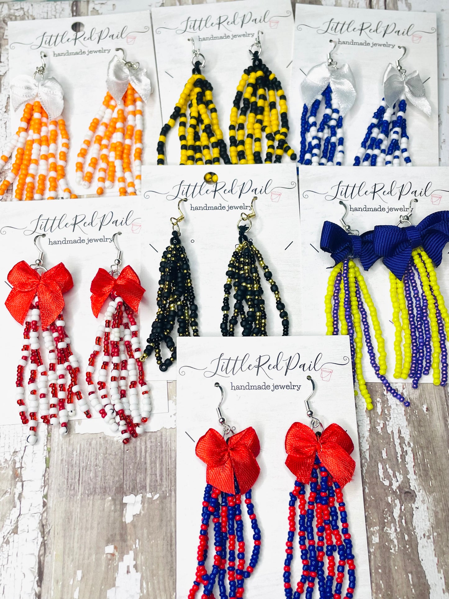 Beaded team earrings, Ole Miss earrings, custom team earrings