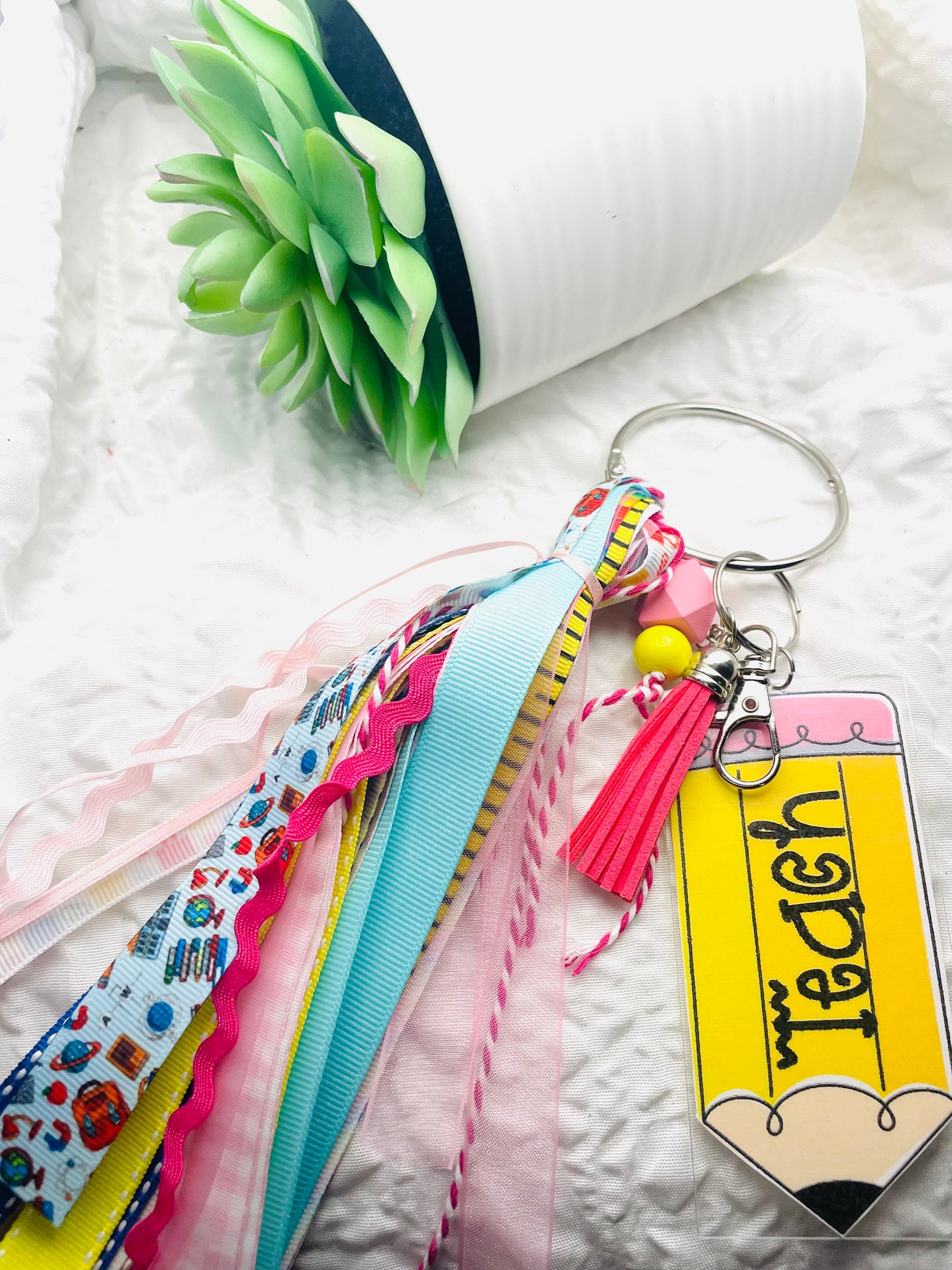 Teacher bag tag, Tassel keychain backpack tags, teacher gift