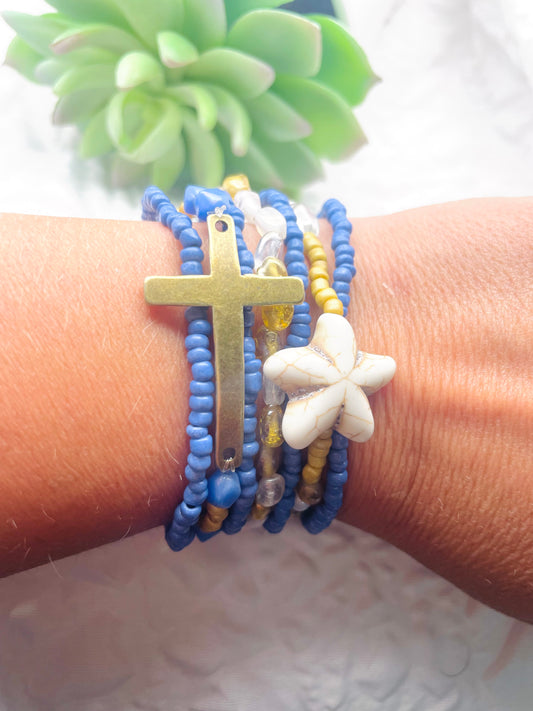 Summer beach bracelets, cross bracelet, starfish bracelet