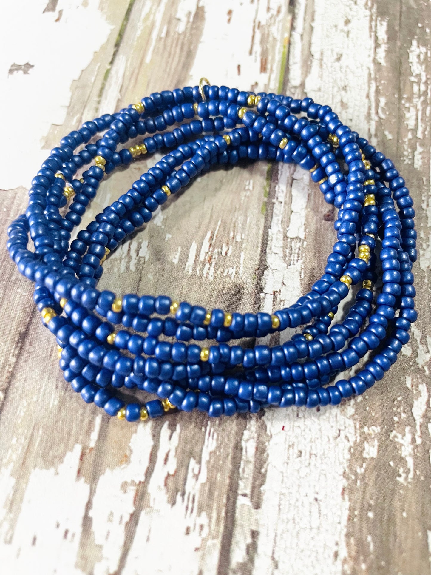 Indigo blue Beaded bracelet stack