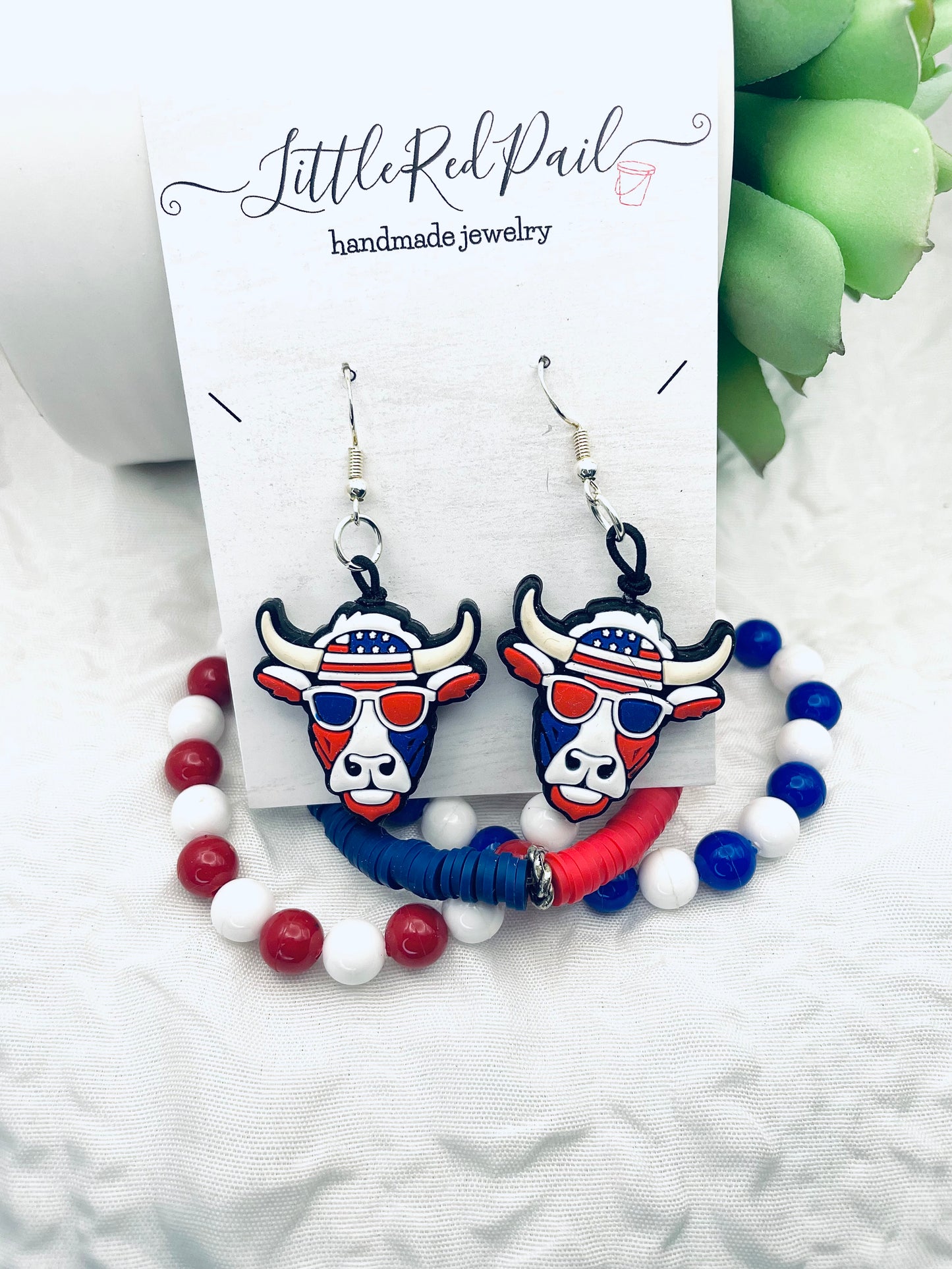 Patriotic earrings, 4th of July earrings, Independence Day jewelry