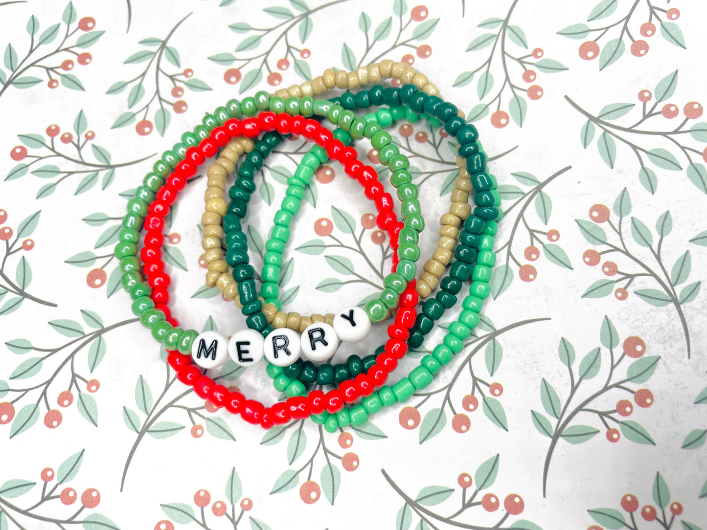 Christmas bracelet holiday bracelet joy bracelets jolly bracelets merry bracelets green and red bracelets