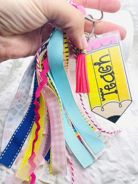 Teacher bag tag, Tassel keychain backpack tags, teacher gift