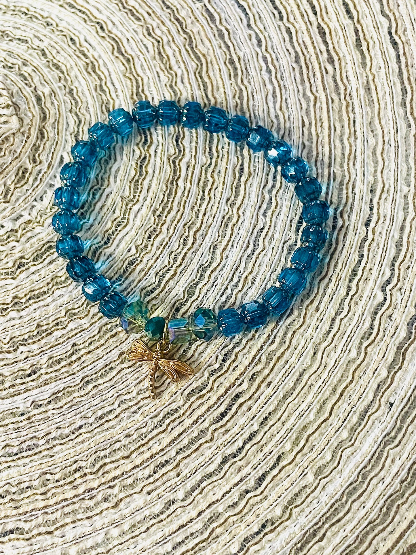 Gemstone beaded dragonfly bracelet