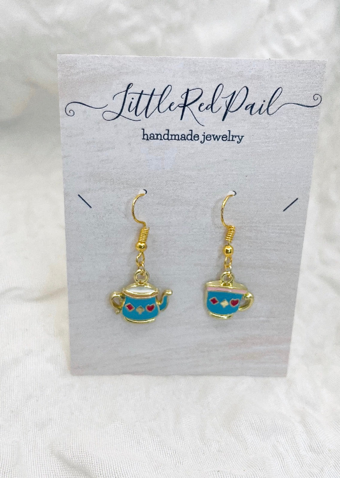 Tea pot and tea cup earrings spill the tea necklace or earrings