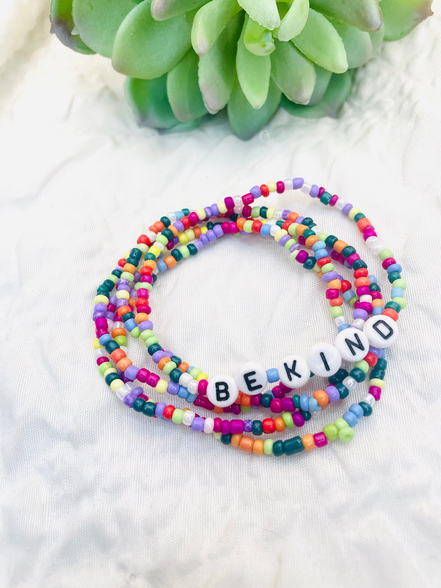 Be kind confetti bracelet, rainbow multi colored bracelets