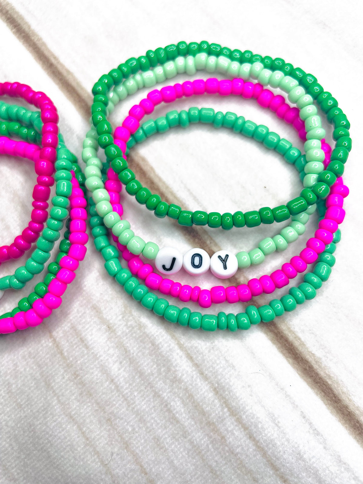 Pink Christmas bracelets holiday bracelet joy bracelets jolly bracelets merry bracelets green and red bracelets