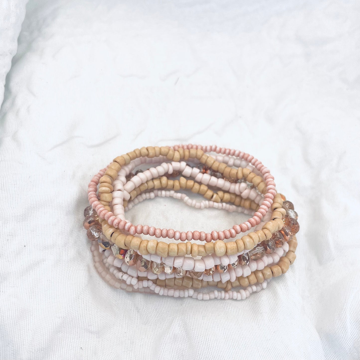 Pink bracelet set, blush pink bracelets, everyday bracelets
