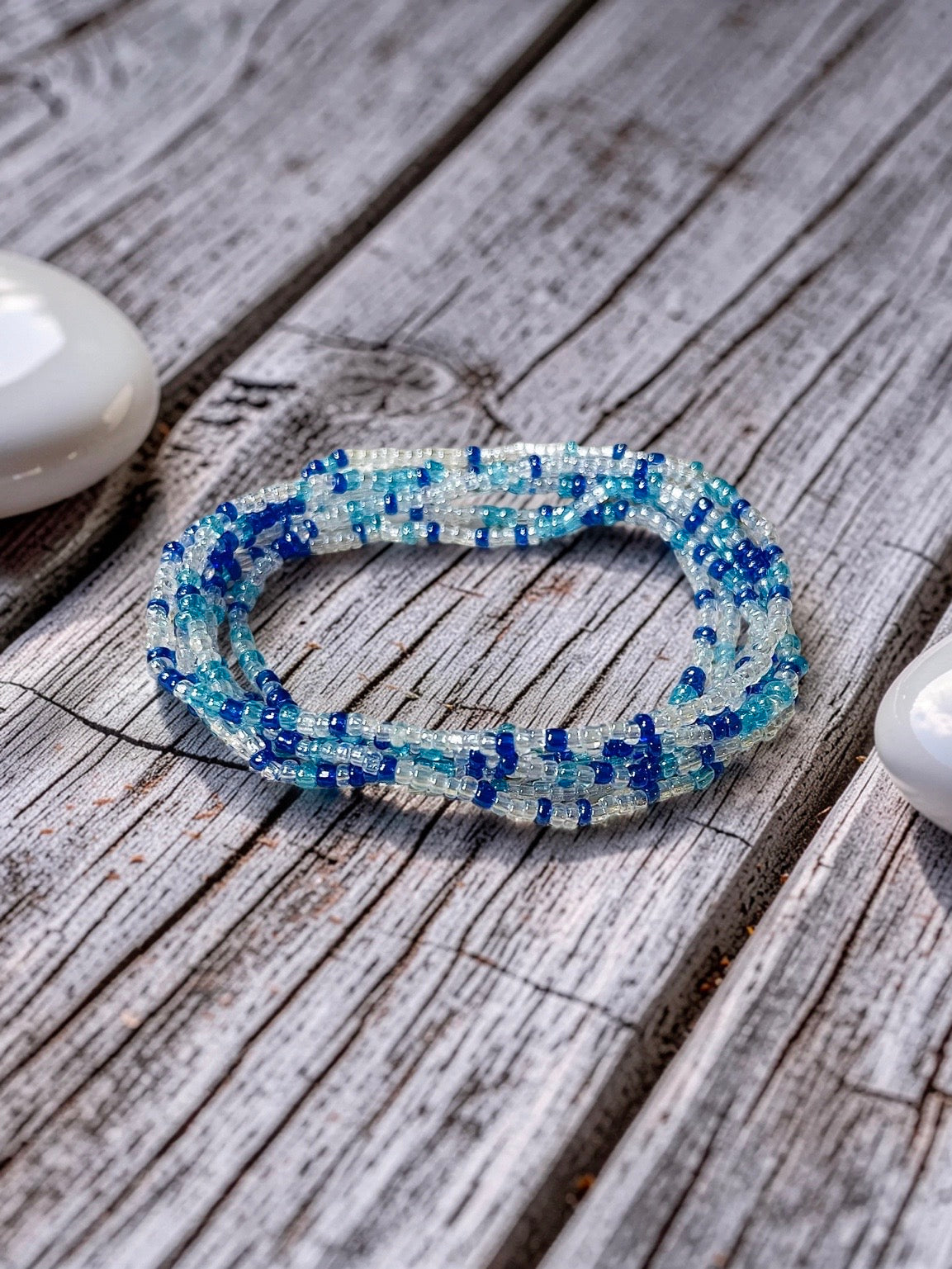 Thin bracelet stack, blue shade bracelets, summer ocean vibe bracelets