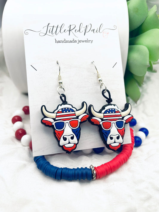 Patriotic earrings, 4th of July earrings, Independence Day jewelry