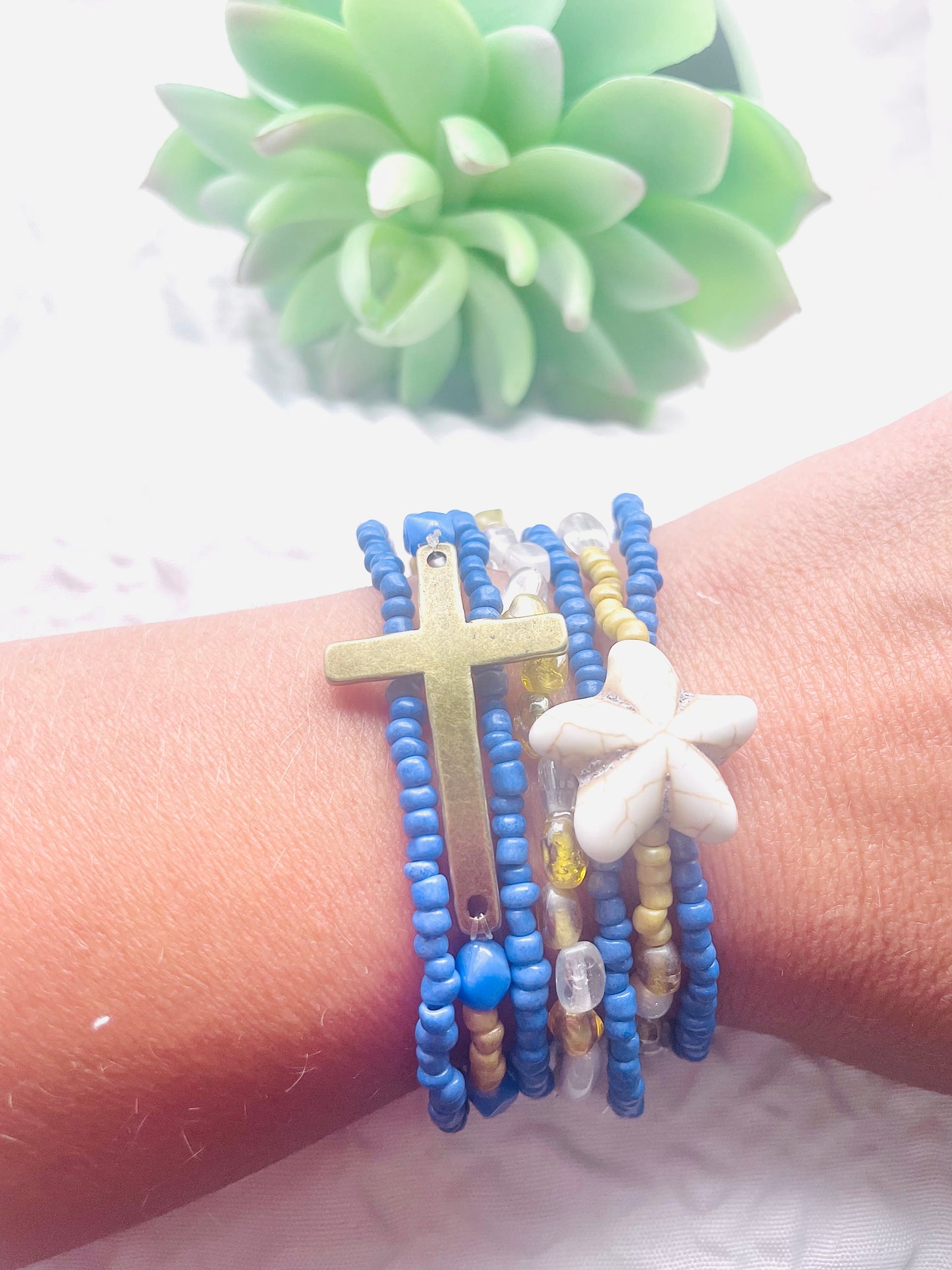 Summer beach bracelets, cross bracelet, starfish bracelet