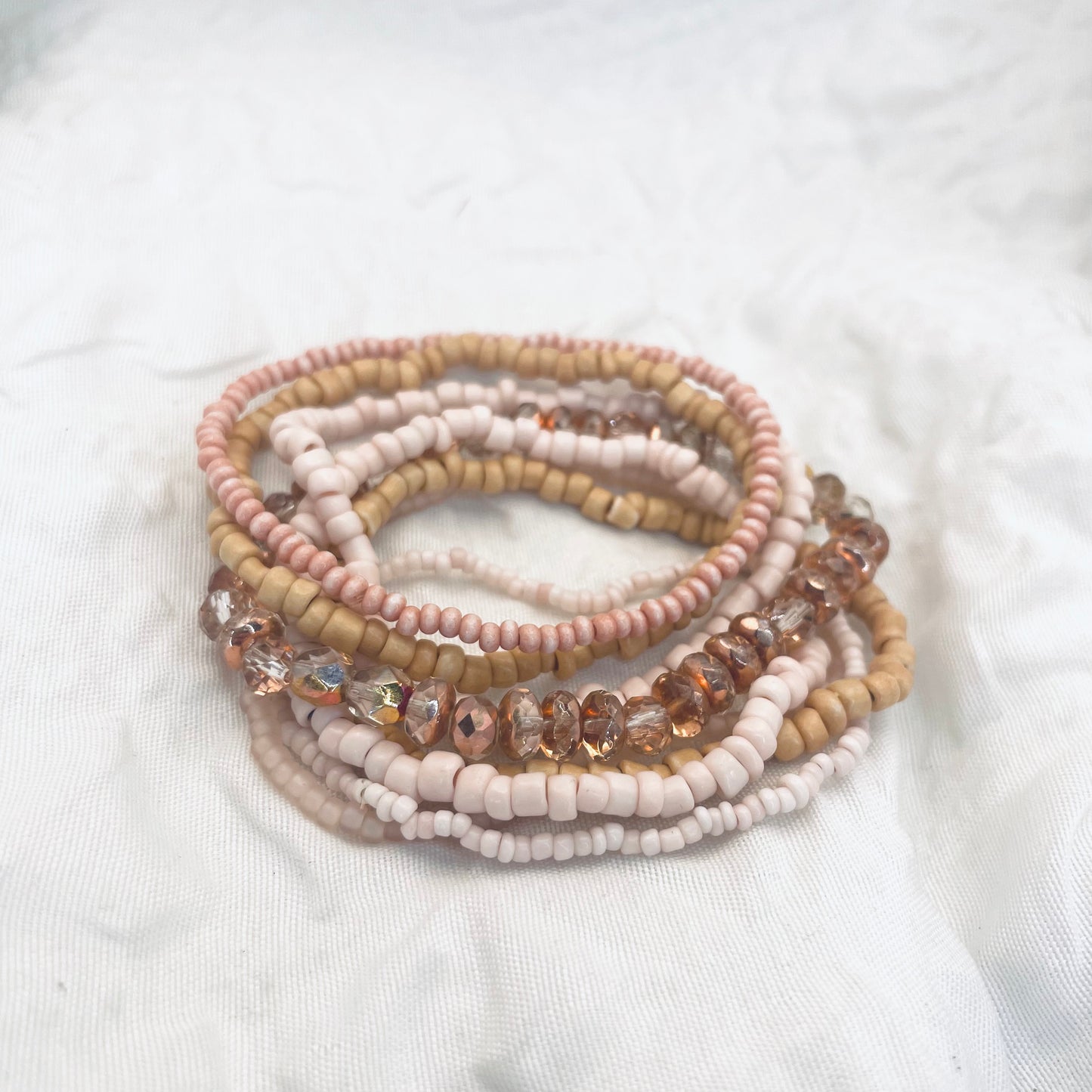 Pink bracelet set, blush pink bracelets, everyday bracelets