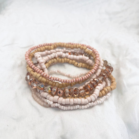 Pink bracelet set, blush pink bracelets, everyday bracelets